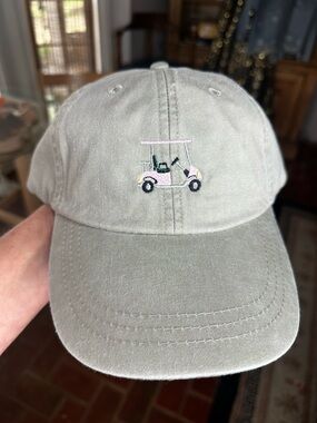 Ladies Cotton Baseball Cap with Pink Golf Cart Embroidery